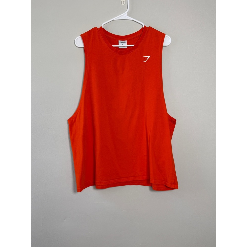 Gymshark Muscle Tank Mens XL Orange Gymcore Dropped Armhole Cotton Workout Top